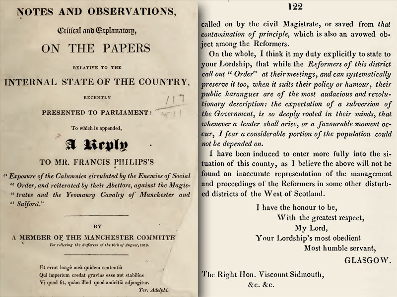 Letter from Glasgow, to Lord Sidmouth, in 'Notes and Observations ...'