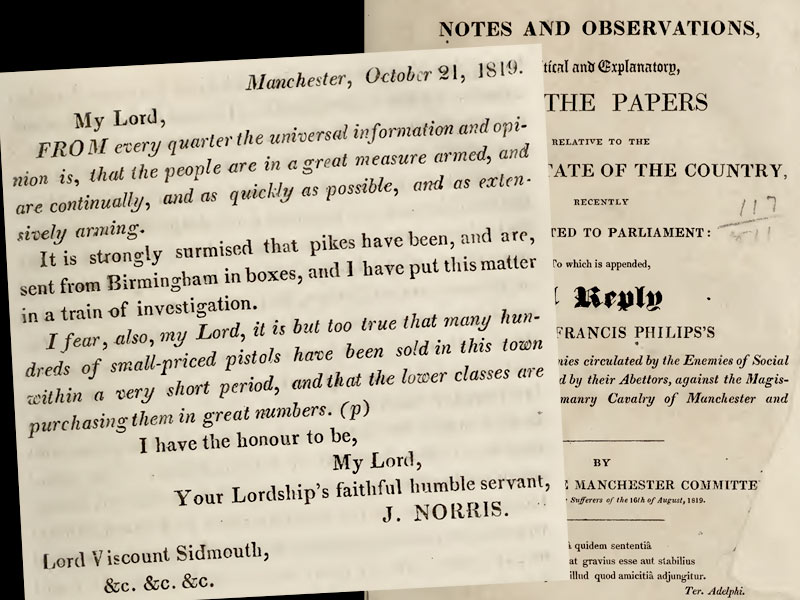 Letter from J. Morris [Manchester], to Lord Sidmouth, in 'Notes and Observations ...'